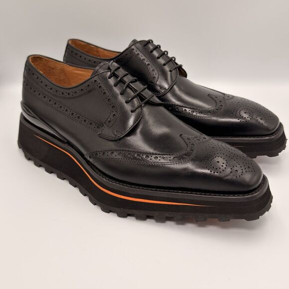 Divinch 6CM Heel Chunky Platform Brogues Black Calfskin Wingtip Derby 2886B Sz 8 main image 16